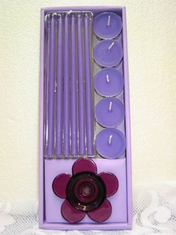 Simplicity Set - This simple set consists of:
6 Thin Candles
5 Tealight Candles
Candle Holder<br><br>Code:554-3058-554-0000062414