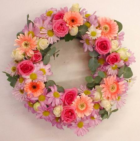 PASTEL FUNERAL WREATH - A dignified wreath in pastel colours to express your heartfelt condolences. Delivered anywhere in Australia or New Zealand<br><br>Code:036-5146-036-0000076786