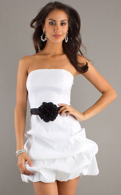 line Strapless ShortMini Satin Prom Dress