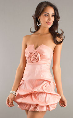 line Strapless Short Mini Taffeta Prom Dress
