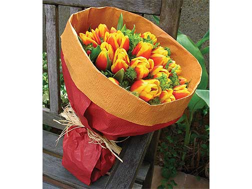 Quintessential Tulips - Tulips (20 stalks), red hypericum, buplerum and foliage.
Contents may vary depending on availability.<br><br>Code:702-5444-702-0000098124