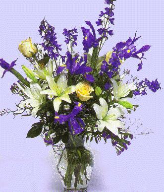 Unforgettable Bouquet - This Purple Passionate combination of Iris, Lilies and roses is a bold and exciting display that can set the tone for an unforgettable birthday!.( flowers and colour may vary )<br><br>Code:111-7260-111-0000073186