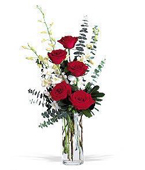 Red   Roses and White Orchids