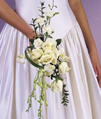White Rose with W/ Orchid - Wedding Decor Linear Bouquet